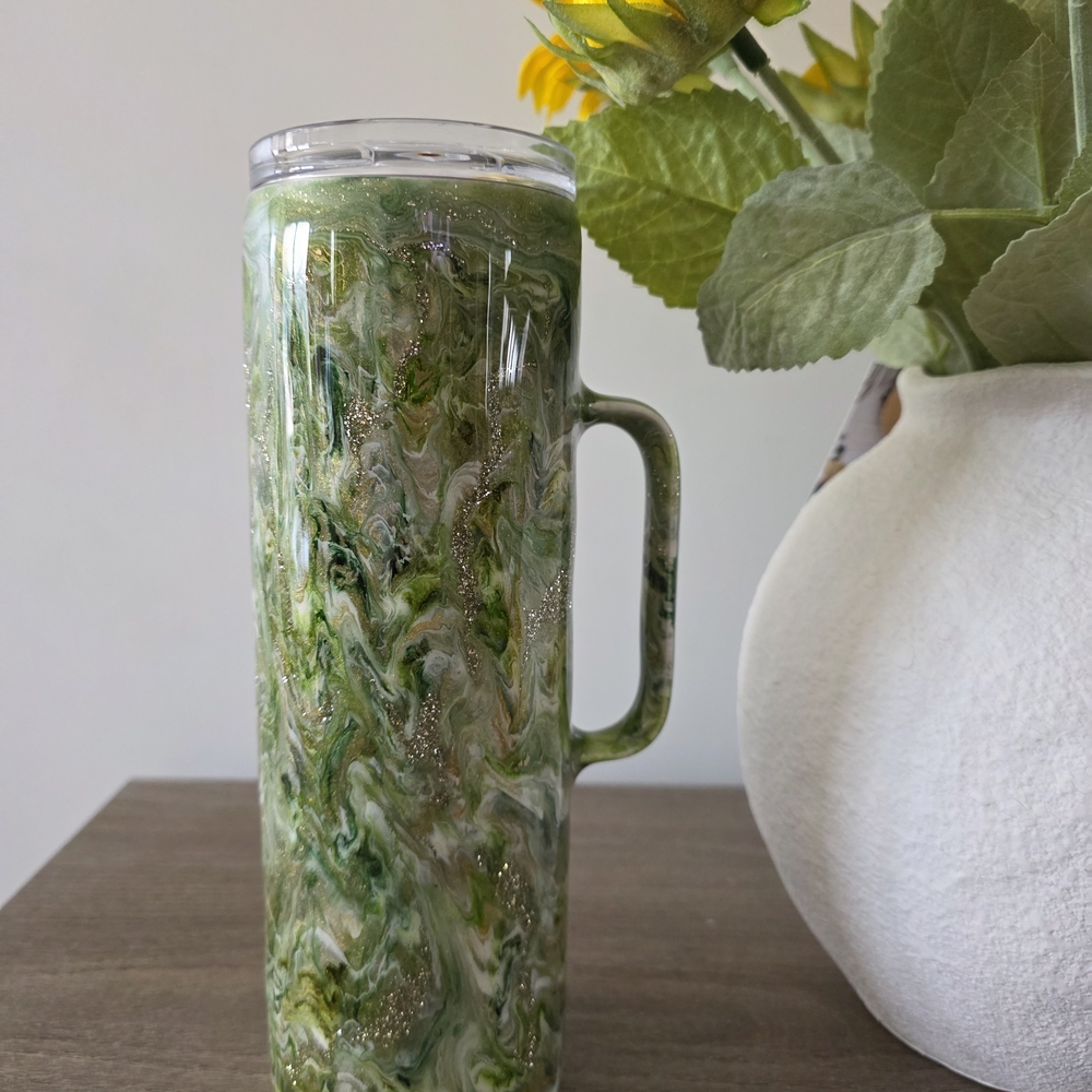 Green Marble Travel Tumbler